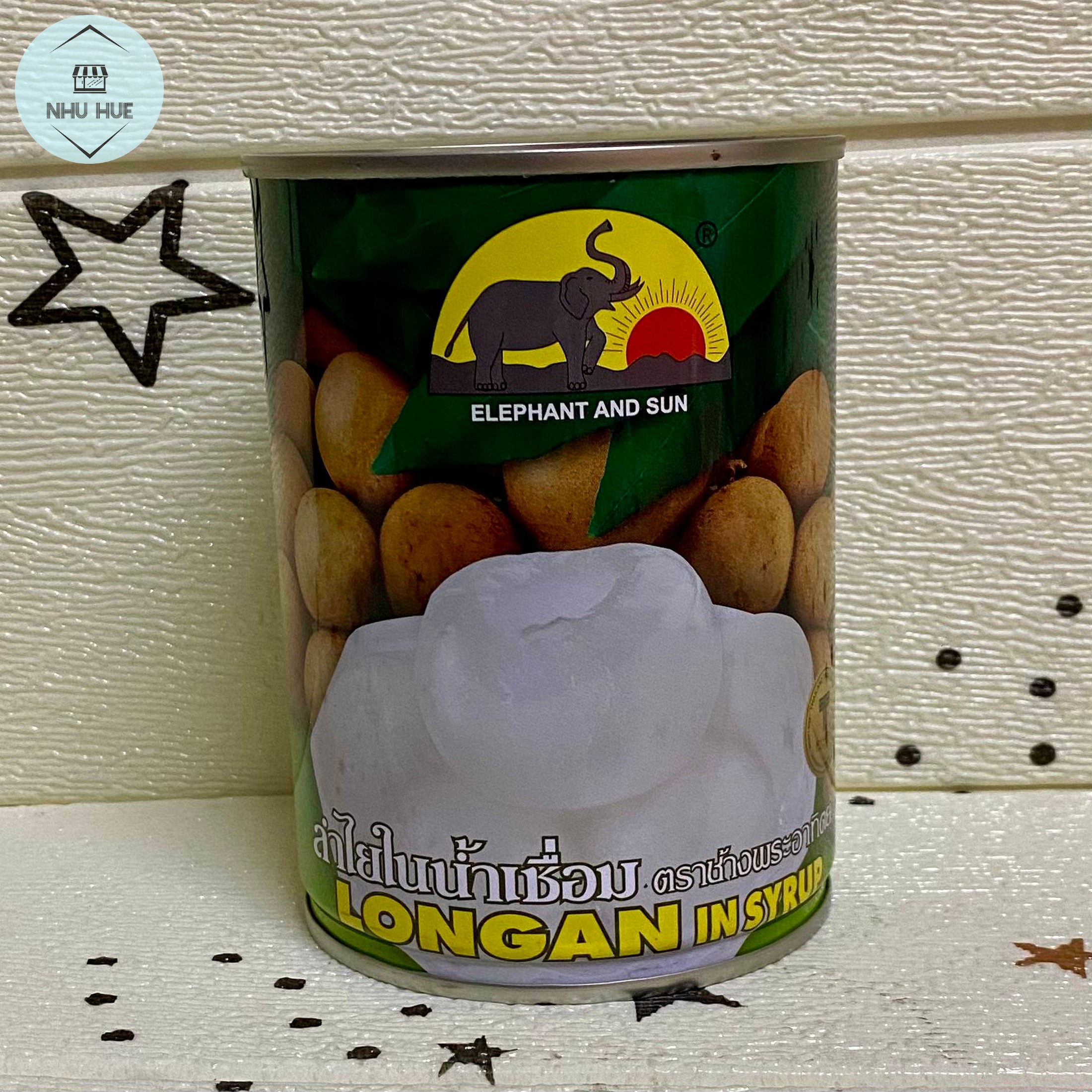Nhãn ngâm Con Voi Thái Lan Elephant and Sun (Hộp 565g)