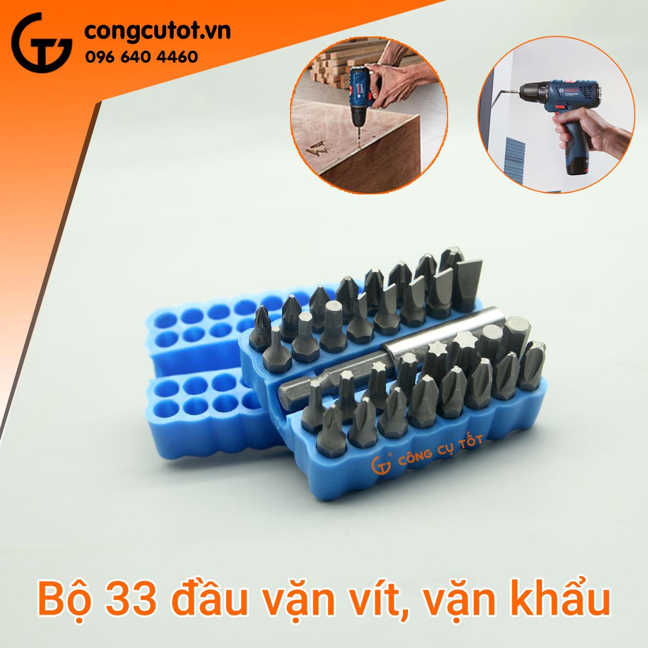 Bộ 33 đầu vặn vít, vặn khẩu