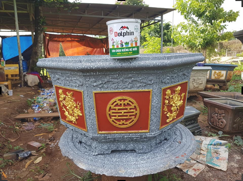 Khuôn chậu bát giác 75 có lòng trong ( hoa mẫu đơn +chữ thọ)