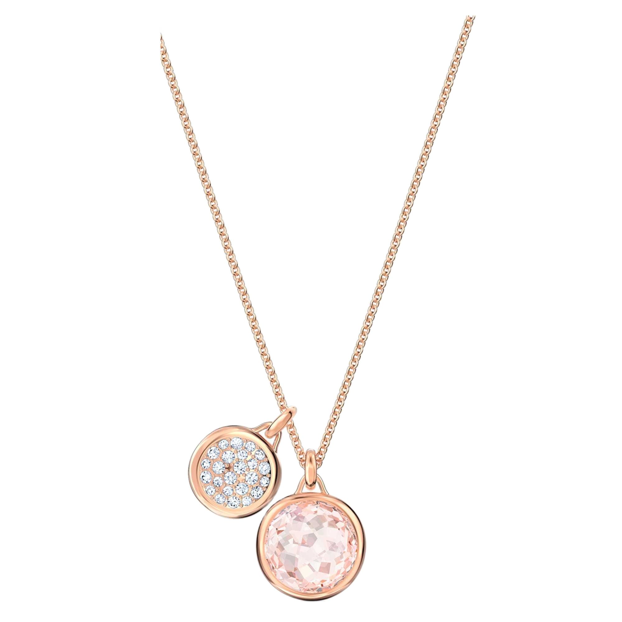 Tahlia Double Pendant Necklace Rose Gold Pink Diamond Racket Women Necklace Clavicle Chain