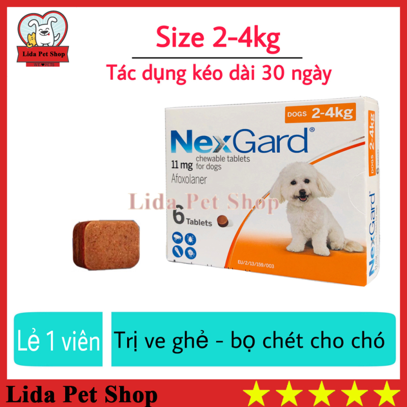 [Lấy mã giảm thêm 30%]HN- NEXGARD viên nhai ve ghẻ bọ chét cho chó - Lẻ 1 viên (size 2-4kg. no box) - Lida Pet Shop