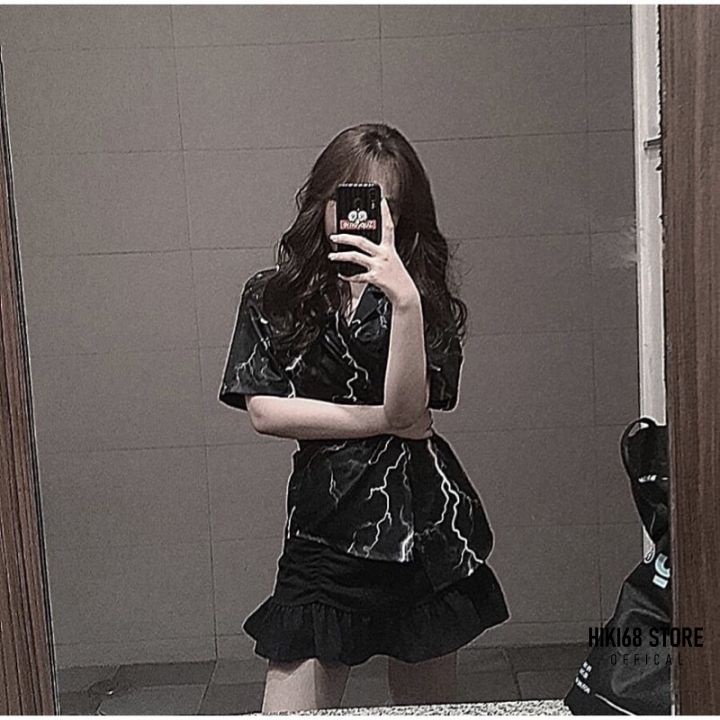 Áo Sơ Mi Tay Lửng Menden Sấm Xét Thunder Phản Quang Fulltag Lụa Mềm 100%