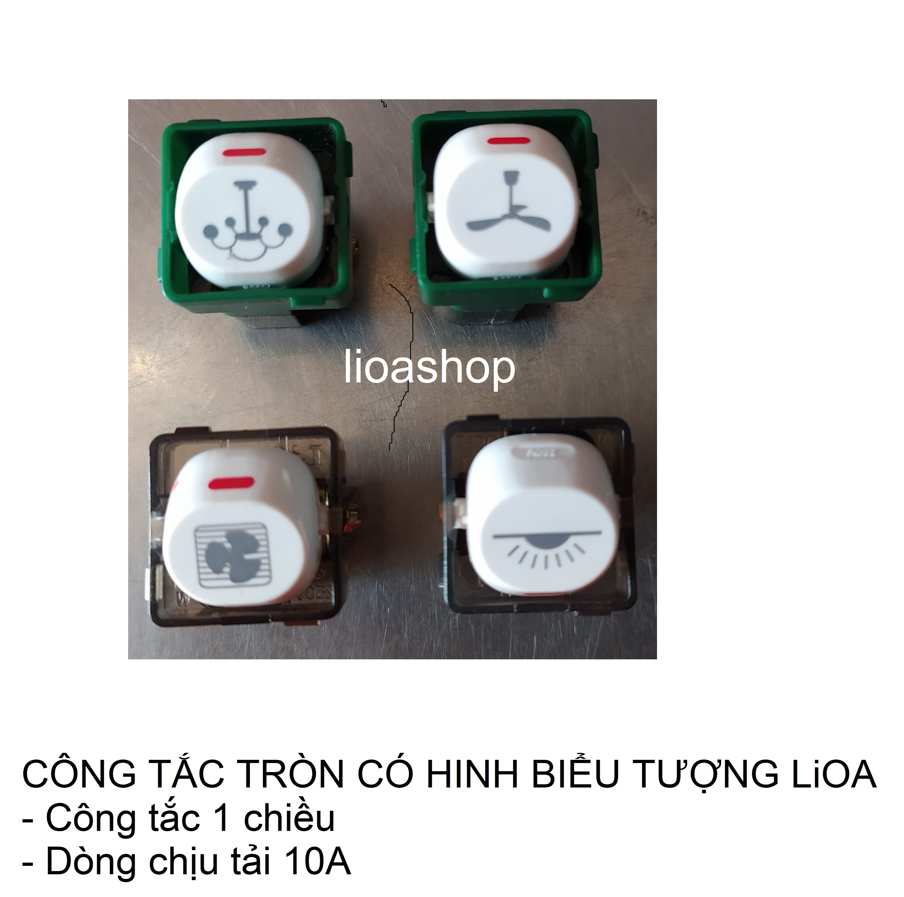 BỘ 2 CÔNG TẮC TRÒN 1 CHIỀU LiOA CÓ HÌNH BIỂU TƯỢNG.