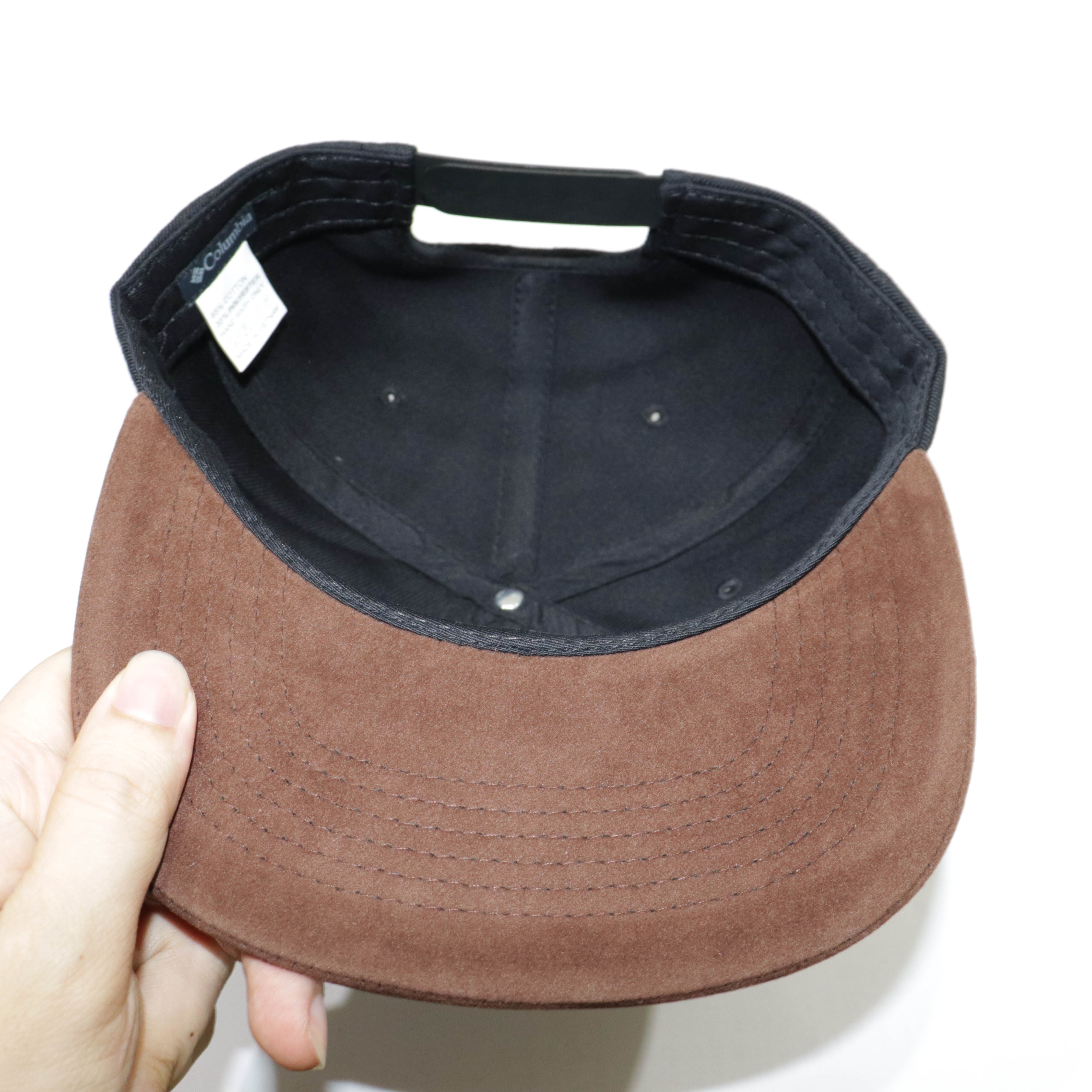 Nón Snapback NHS Colum001 Đen kết da lộn nâu.