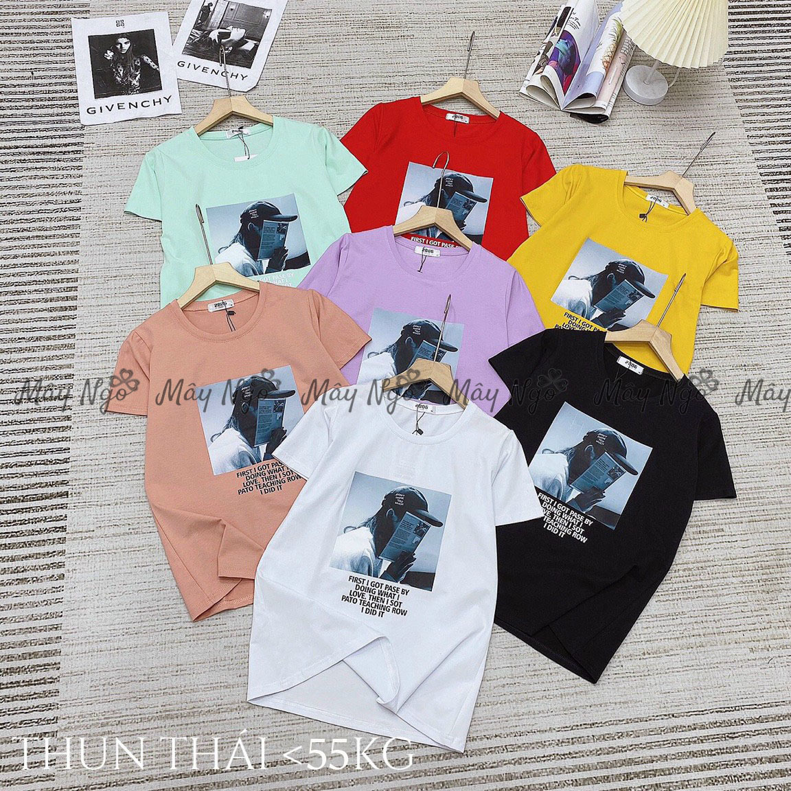 Áo thun nữ thun thái in chữ form ôm thun nhập cao cấp