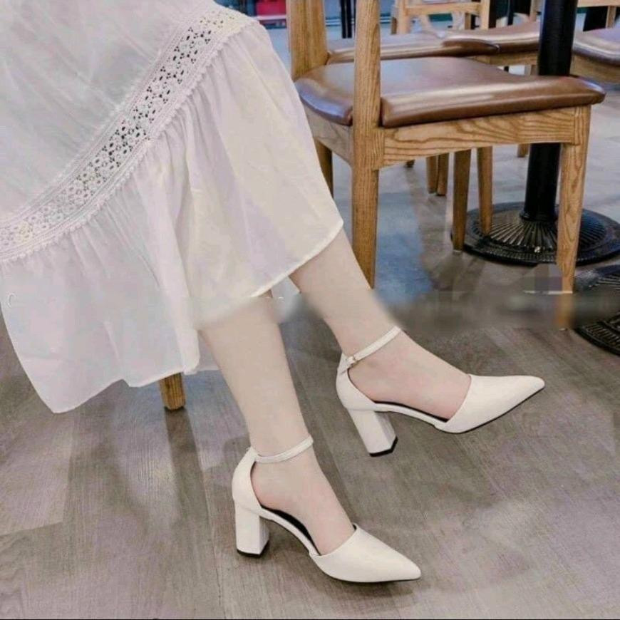 Giày Cao Gót 9p Đế Vuông Bít Gót MÃ A8