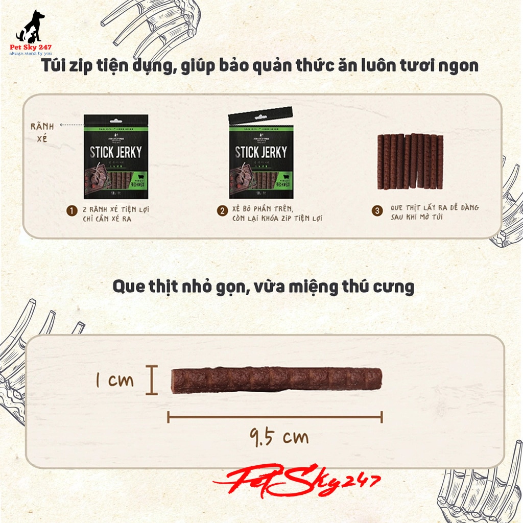 Thức Ăn Vặt Snack Thịt Cừu Que Cho Chó Bow Wow Beef Jerky 500g