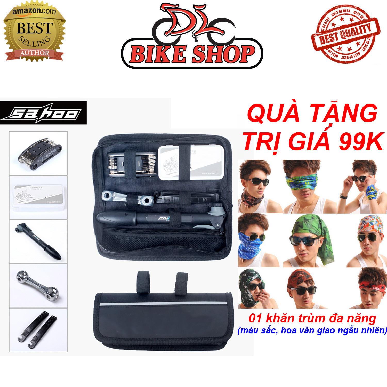 Bộ Vá Xe Có Ruột Bộ Vá Xe Mini Bộ Dụng Cụ Sửa Xe Đạp Đa Năng Sahoo, Gồm Đầy Đủ Phụ Kiện Bẩy Lốp, Keo Dán, Miếng Vá, Cờ Lê Hỗ Trợ Đắc Lực Trong Việc Sửa Xe Đạp - Bộ sửa xe đạp đa năng SAHOO Toolkits 16 in 1 + TẶNG 01 khăn trùm phượt đa năng 99K