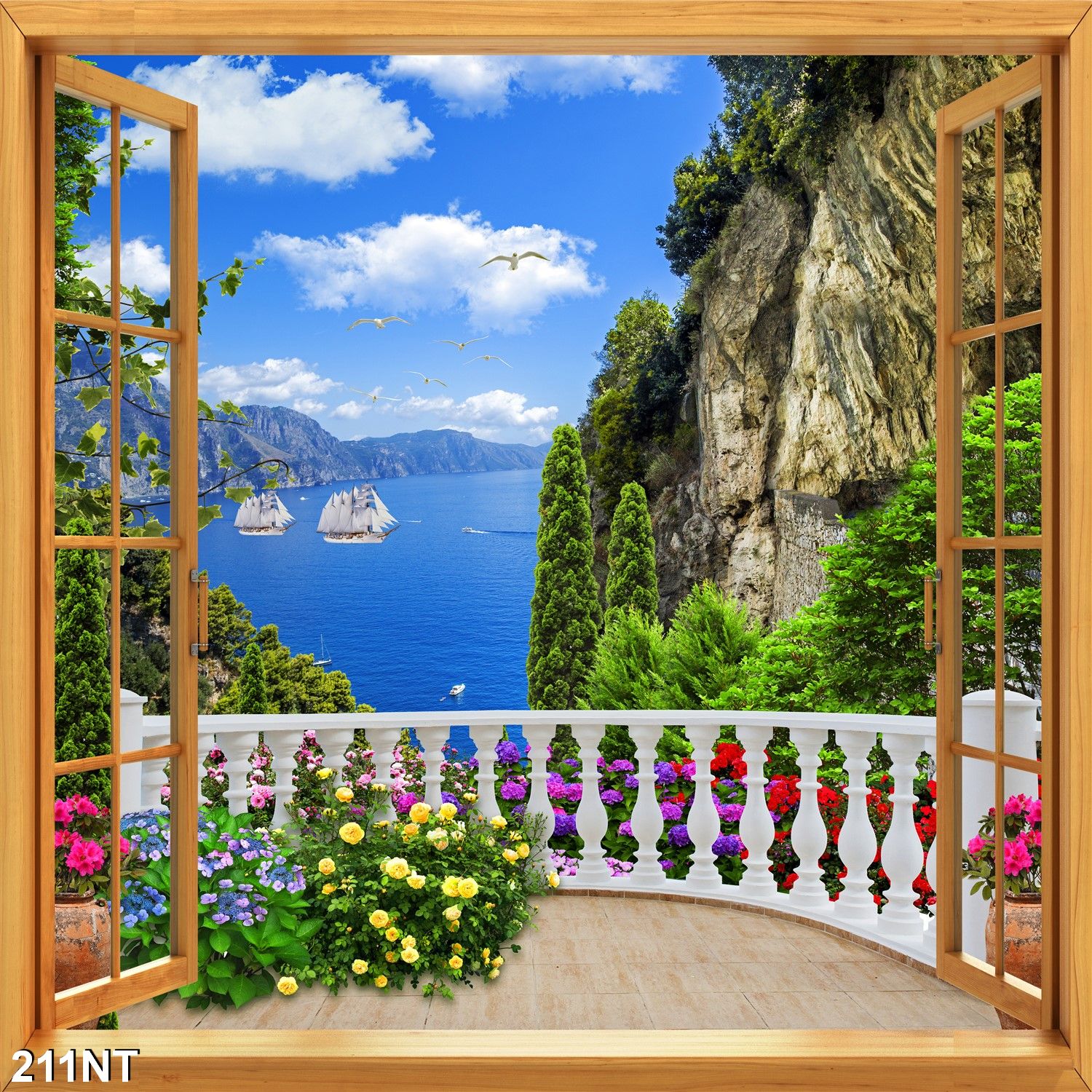 TRANH DÁN TƯỜNG 3D CỬA SỔ PHONG CẢNH ĐẸP - TRANH DÁN TƯỜNG HÌNH Ô CỬA SỔ NHÌN RA PHONG CẢNH