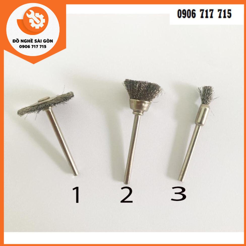 Chổi đánh bóng, đánh gỉ cho máy mài trục 3mm