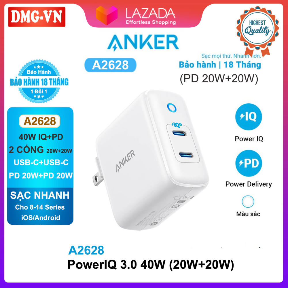 Củ Sạc Nhanh ANKER A2628 40W A2636 35W 2 Cổng