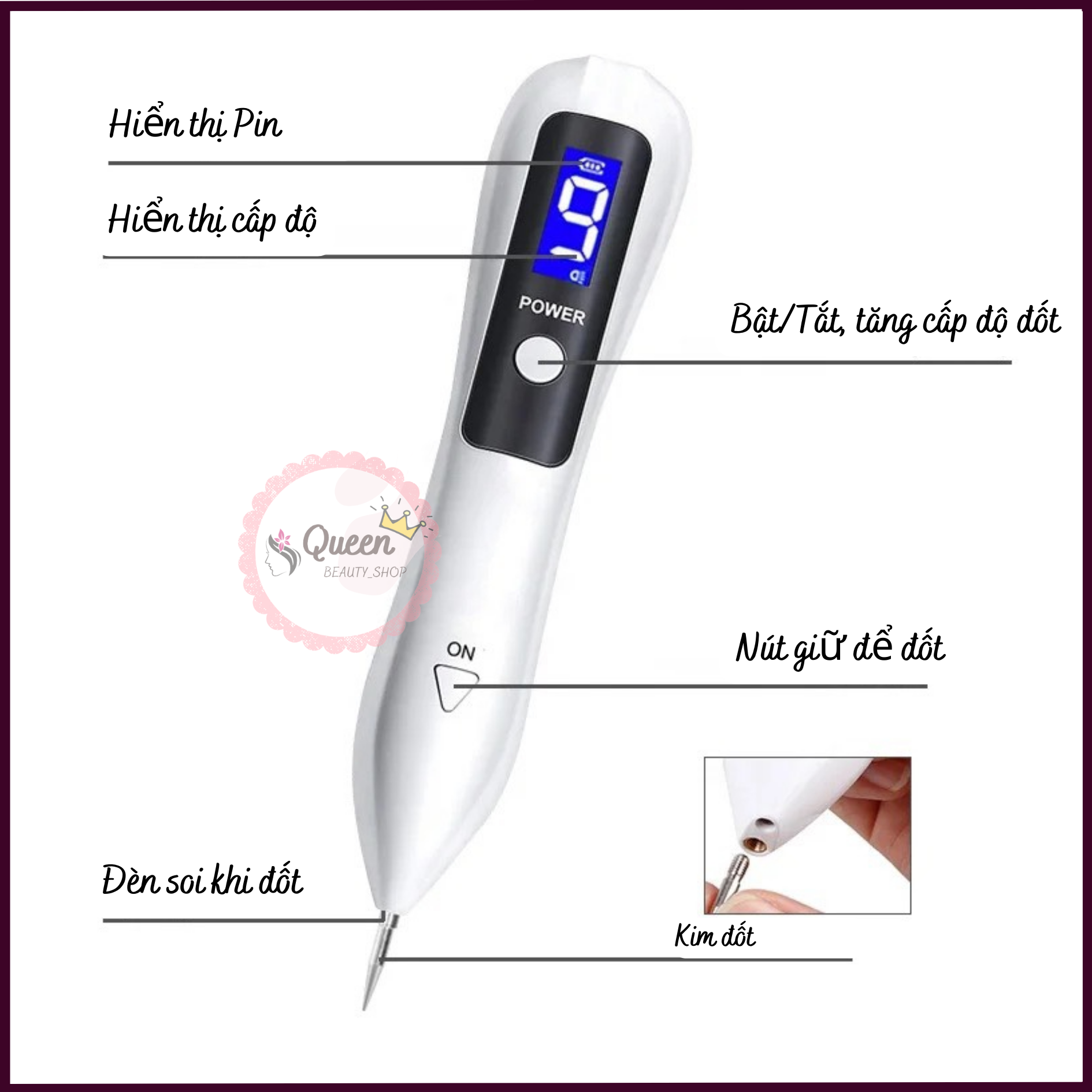 Máy đốt nốt ruồi Mini | Bút đốt nốt ruồi 9 cấp độ dùng trong Spa &TMV