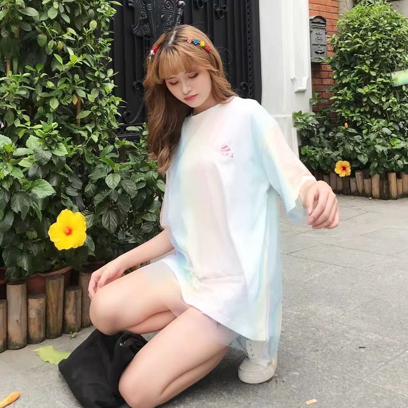 [HCM]Áo kiểu phối lưới rainbow xinh xắn