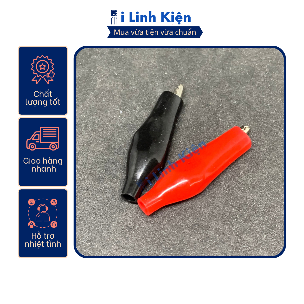Đôi kẹp cá sấu nhỏ 26mm chất lượng tốt (1 đen + 1 đỏ)