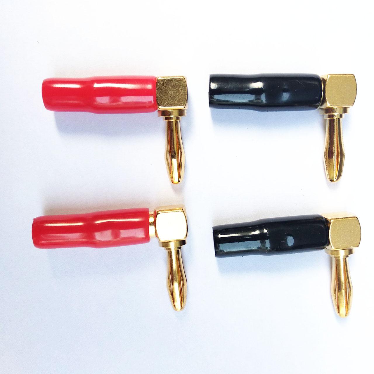 Combo Jack loa cong bắp chuối vàng 2 cặp gồm 4 cái (đỏ, đen)