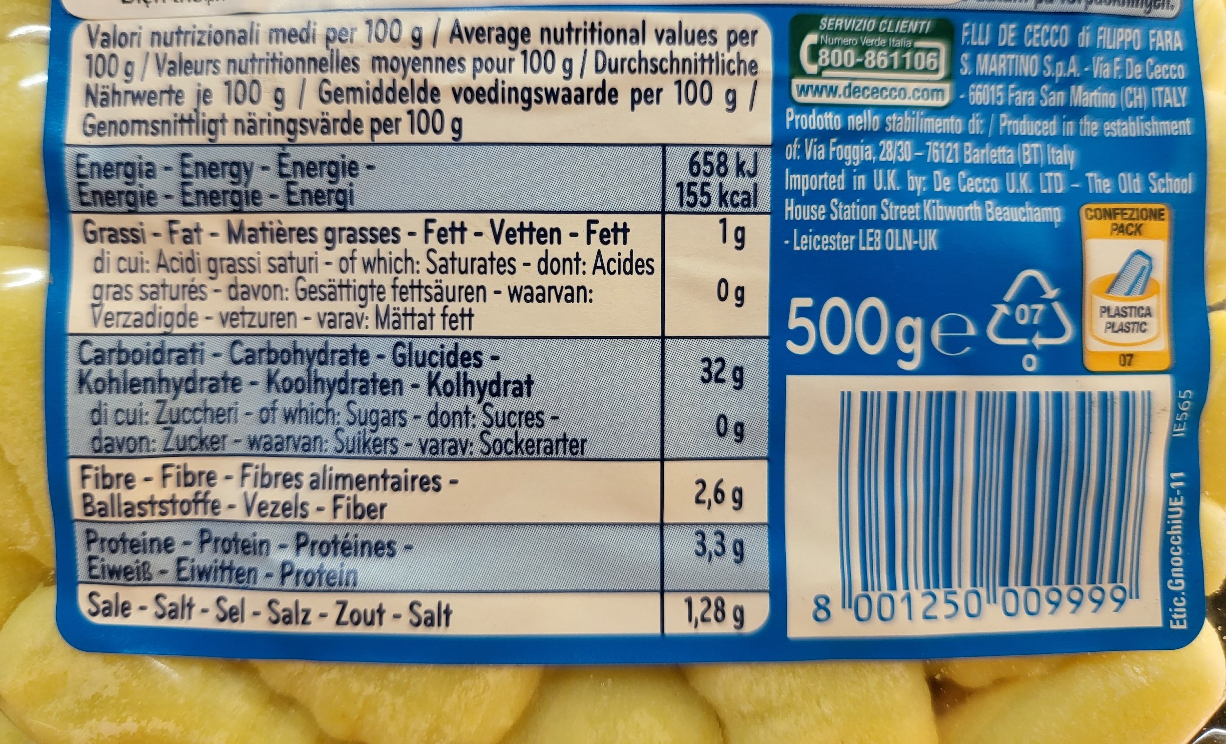 DE CECCO (hộp 500g) NUI KHOAI TÂY (từ khoai tây nghiền) Potato Gnocchi