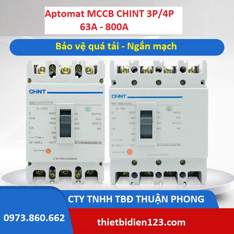 Aptomat CHINT MCCB 3P/4P 63A - NM1-63S
