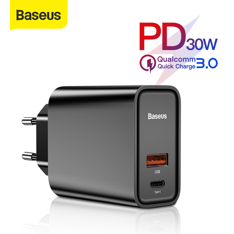 Baseus củ sạc nhanh 30W/5A cổng USB kép QC 4.0 3.0 PD cho Huawei/ iPhone - INTL