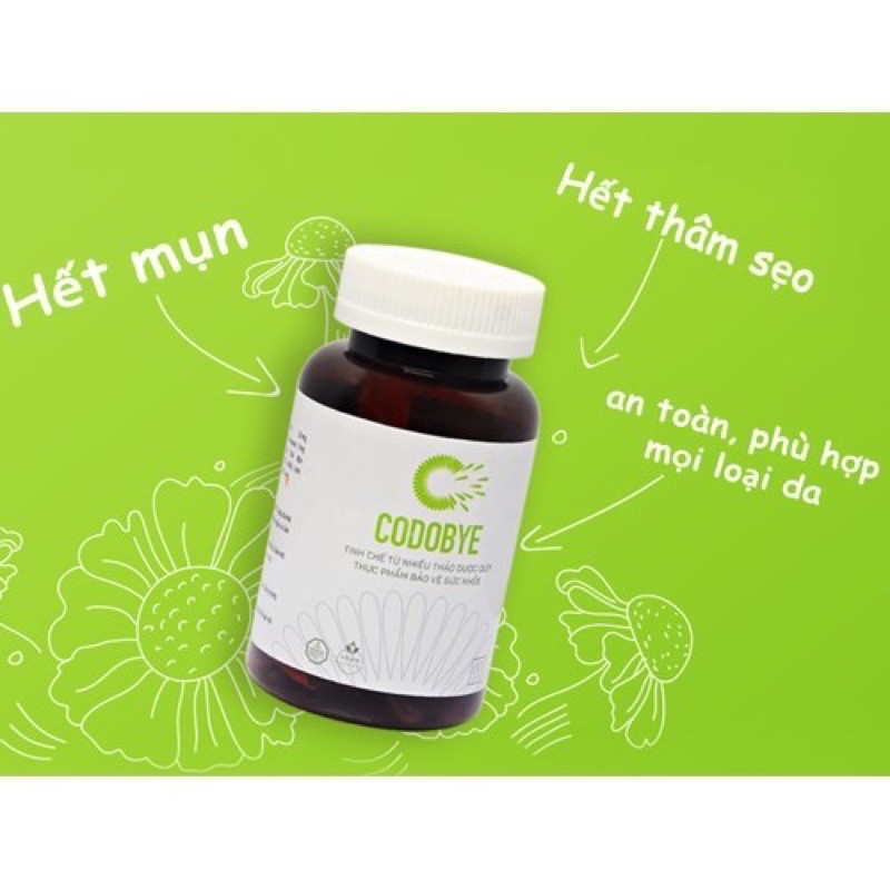 [HCM]Viên uống Codobye - Giúp ngăn ngừa mụn hết bã nhờn (Hộp 60viên)