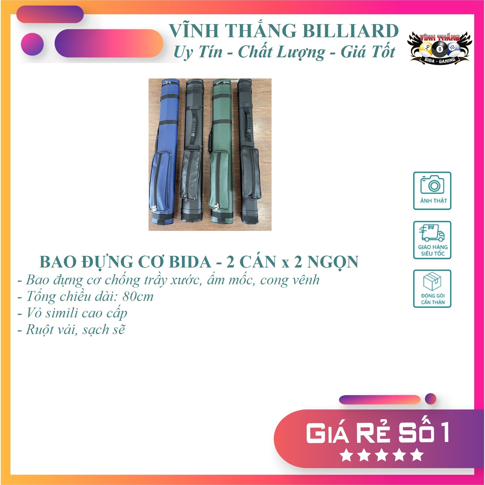 Bao Cơ Bida (Bao Đựng Cơ Bida) - 2 Cán 2 Ngọn