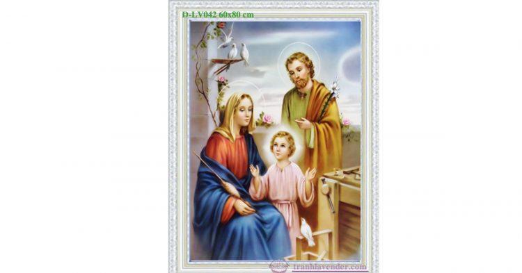 [HCM]Tranh đính đá Gia đình Thánh Gia LV042 kích thước 60 x 80 CM