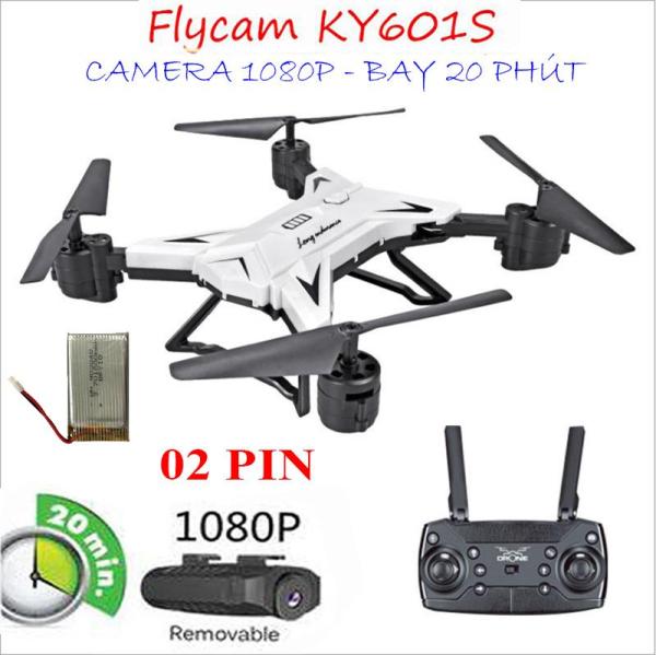 [BỘ 02 PIN] Flycam KY601S Bay 20 phút Camera WIFI FPV Full HD 1080P truyền ảnh trực tiếp về điện thoại, nhào lộn 360Đ, chế độ bay không đầu