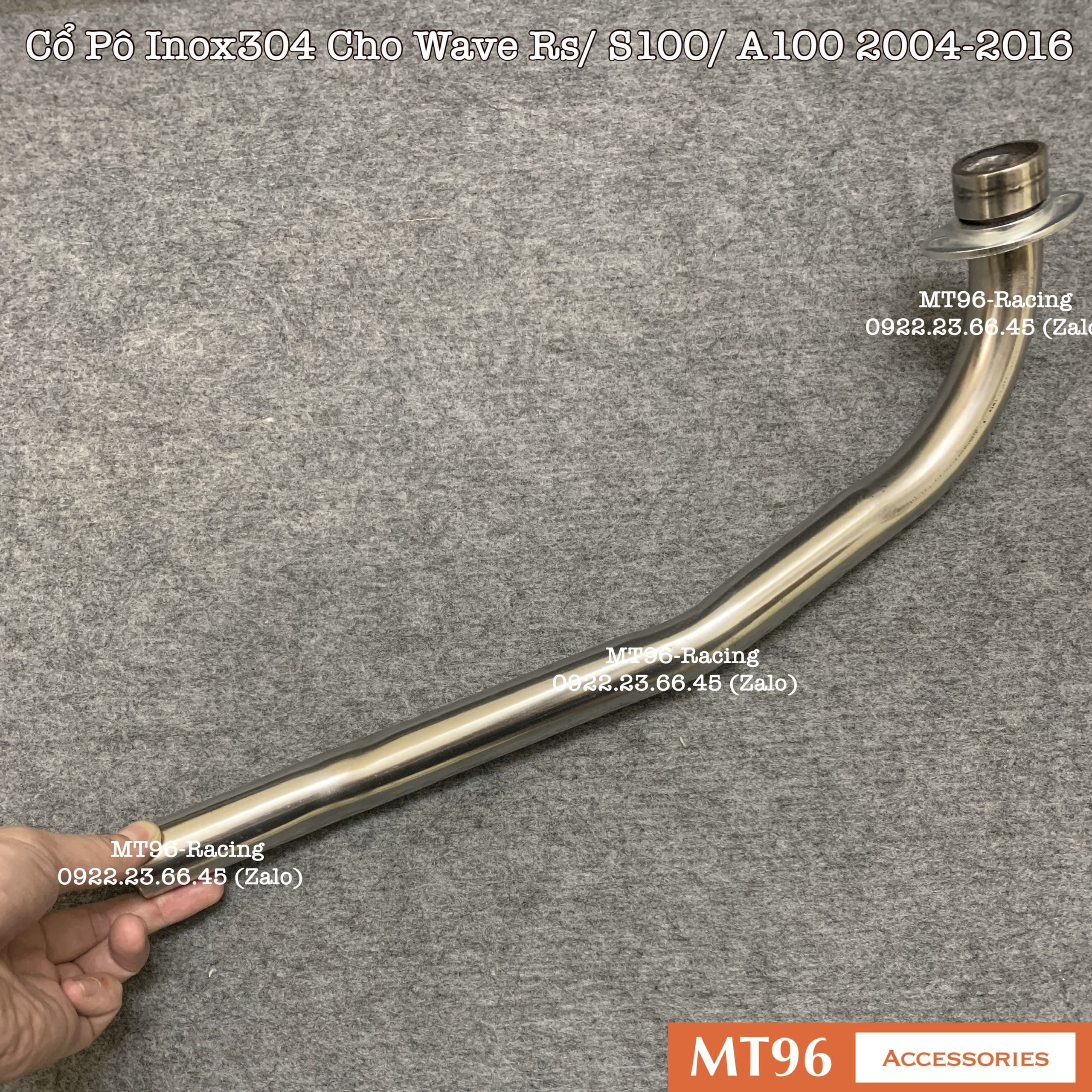 Cổ Pô Inox304 Cho Wave Rs, Wave S100, Wave A100 2004-2016 Siêu Bóng Dày Dặn Không Sét