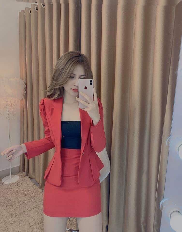 [HCM]Set vest 3 món chân váy+áo vest+áo thun