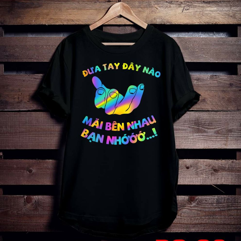 Áo thun TAY NGẮN phản quang 7 màu đưa tay đây nào mãi bên nhau bạn nhé (CHỤP FLASH)(TAY LỠ IB)