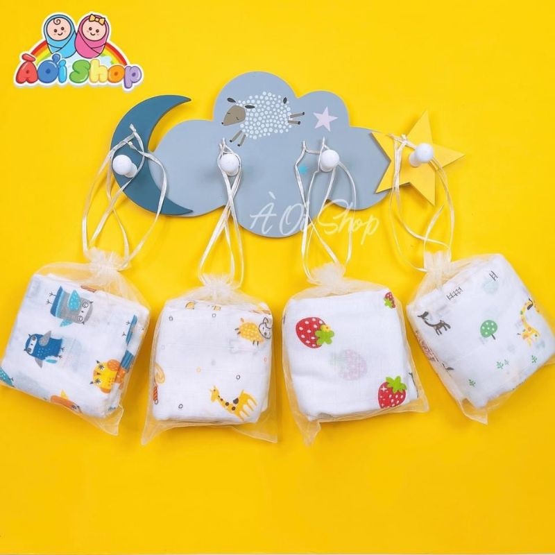 Khăn sữa aden sợi tre túi lưới ( 10 chiếc)