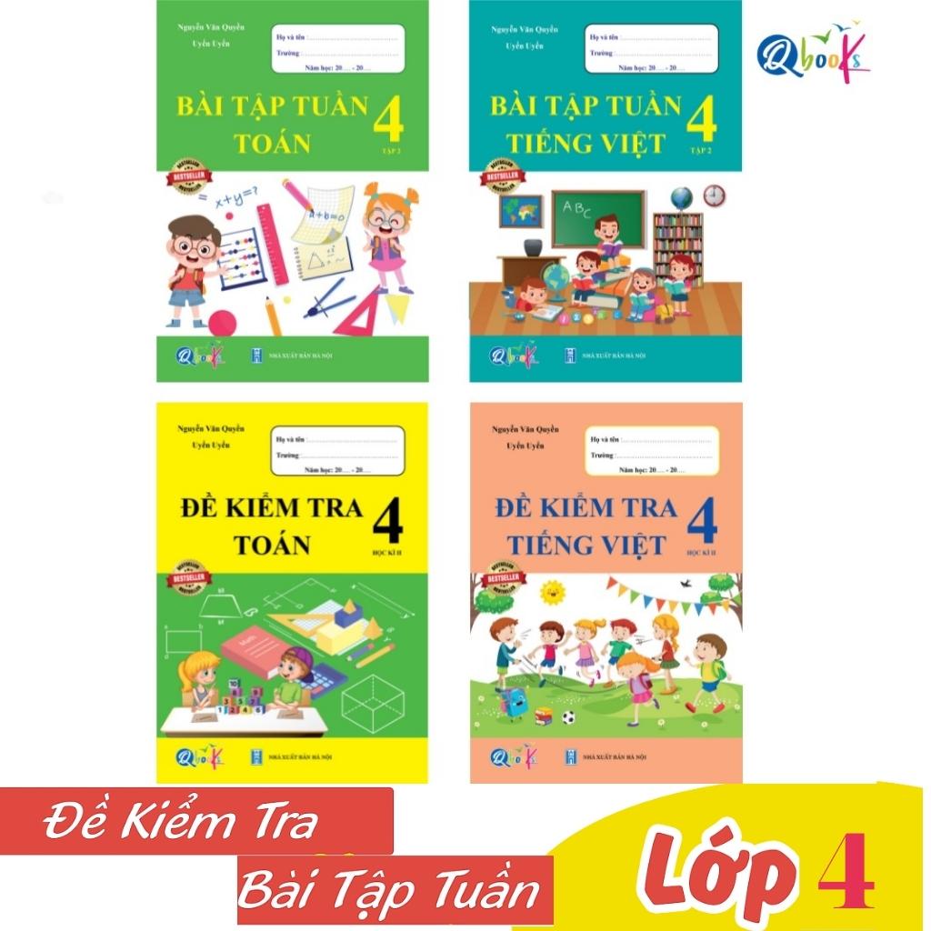 Sách combo 4 cuốn bài tập tuần và đề kiểm tra toán tiếng việt 4 học kì 2