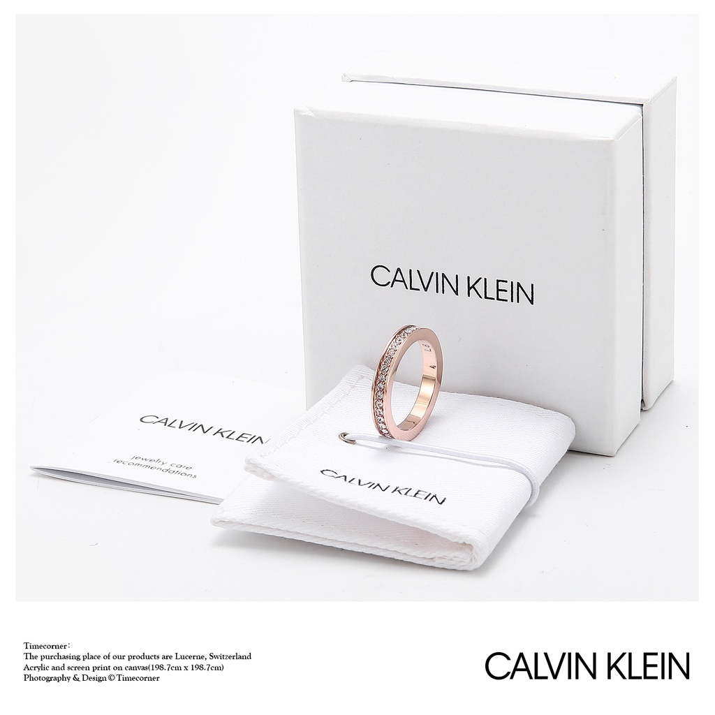 Nhẫn cặp đôi Calvin Klein Hook Crystals Ring - Nhẫn CK Authentic Fullbox  thẻ tag bill check Code 