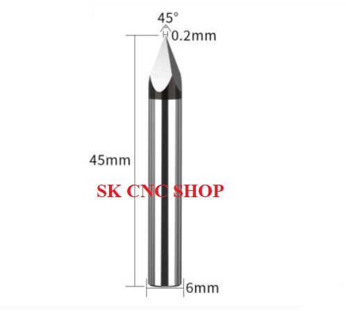 Mũi dao khắc CNC - kim loại - nhôm đồng - 6MM - SK CNC SHOP