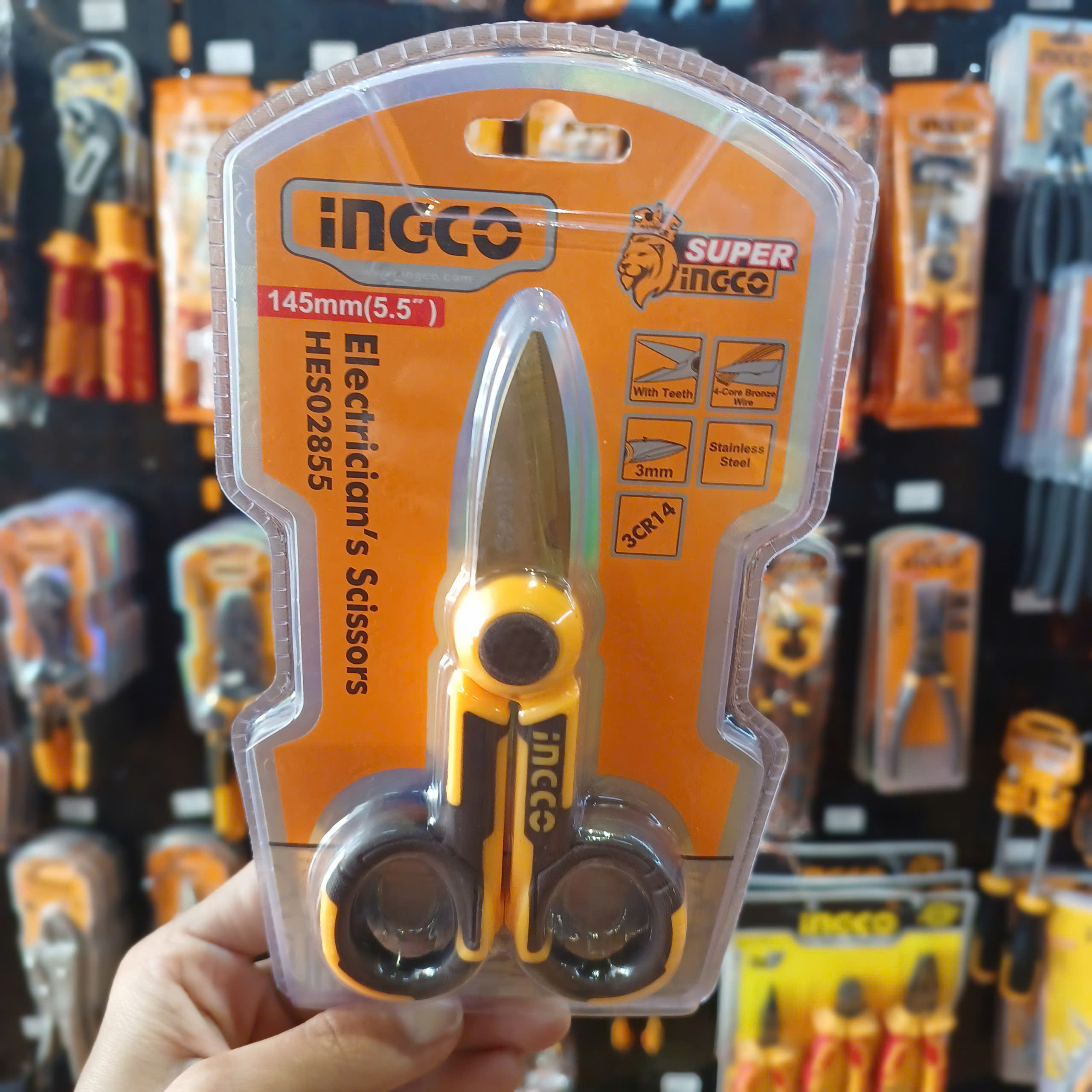 Kéo cắt đa năng INGCO HES02855 145mm (dùng cắt dây điện mềm)