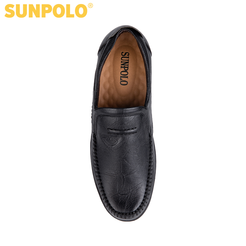 Giày mọi nam da bò SUNPOLO LS4016 (Đen, Nâu)