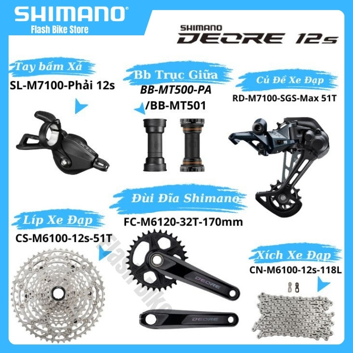 Shimano deore m6100 12 speed groupset shifter rear cassette sprocket chain crankset 1x12-speed bottom bracket original parts