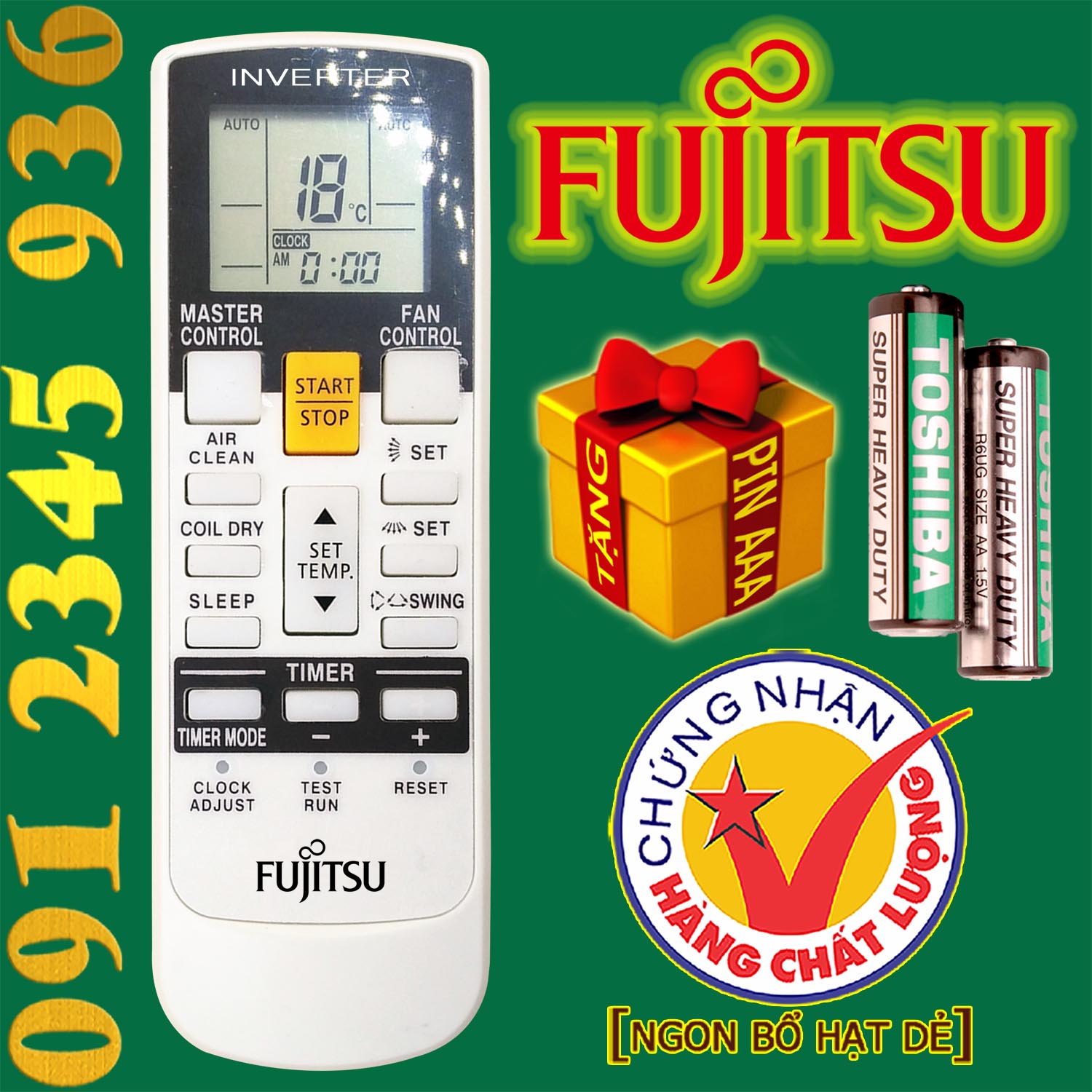 Điều khiển Fujitsu [HÀNG ĐẸP] cho điều hòa inverter. (Mẫu số 1)