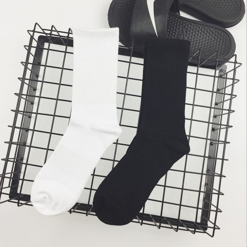 Plain High Socks Color black/white for Men Women