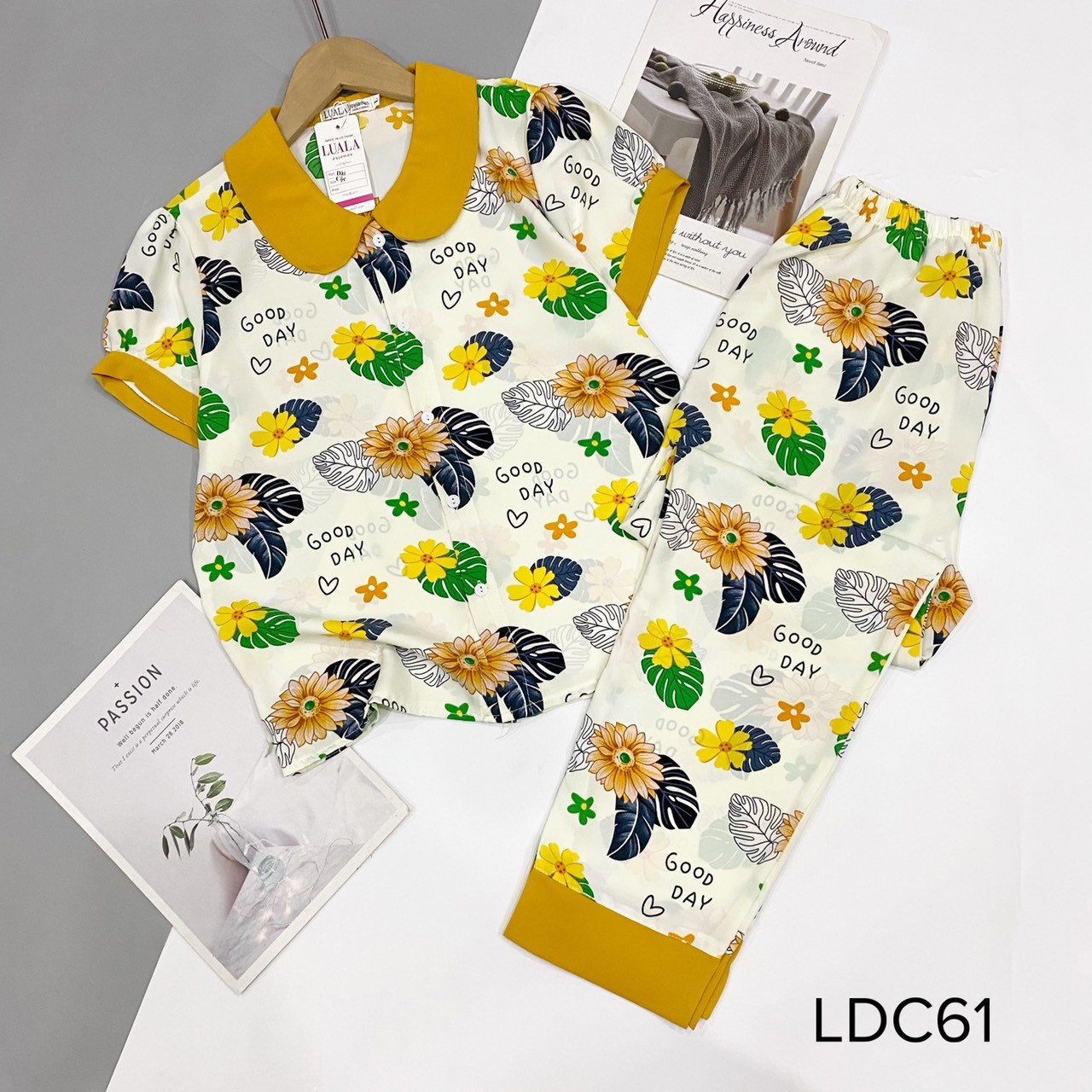 Bộ pijama lụa mango quần dài cao cấp có size
