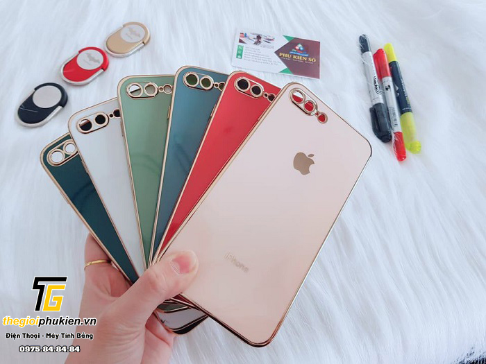 Ốp lưng dẻo vuông xi viền iPhone 7 Plus, 8 Plus mô phỏng iPhone 12 giá rẻ