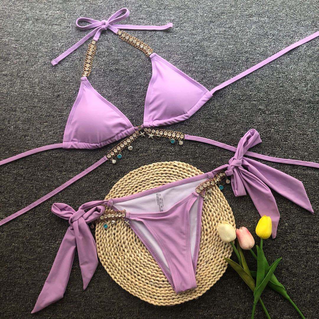 HAM83 Bikini 2 mảnh Cột nơ đính đá