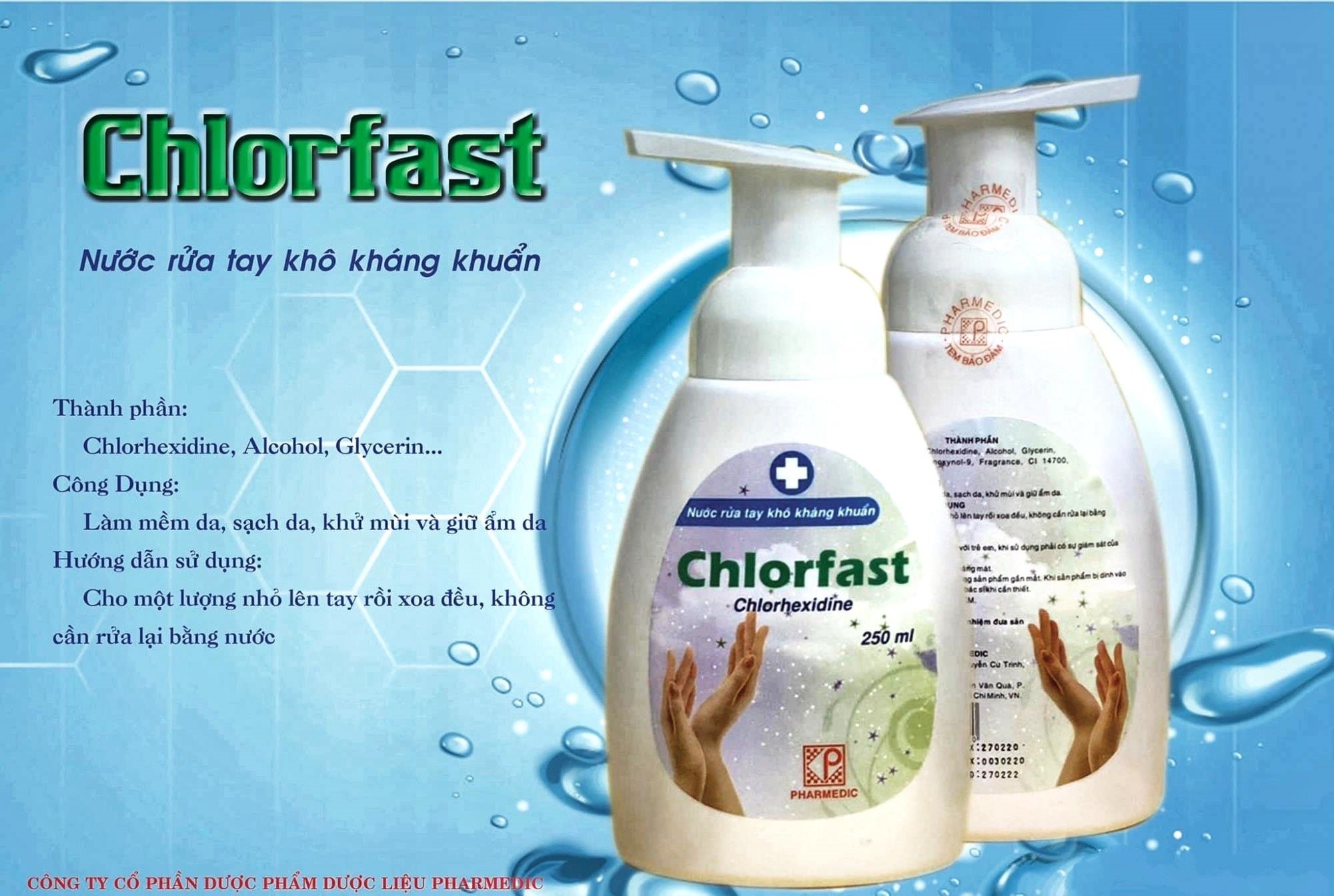 [HCM]NƯỚC RỬA TAY KHÔ KHÁNG KHUẨN CHLORFAST 250ml