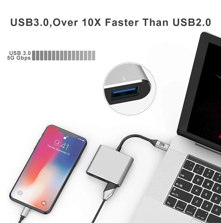 Hub Type C to HDMI, PD 100W, USB 3.0 TPK - Trí Phụ Kiện