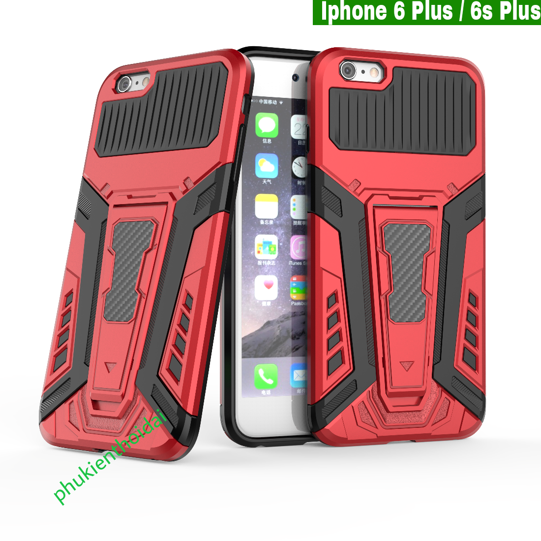 Ốp lưng Iphone 6 Plus / 6s Plus Iron Man Pro chống sốc giá đỡ xem phim cao cấp