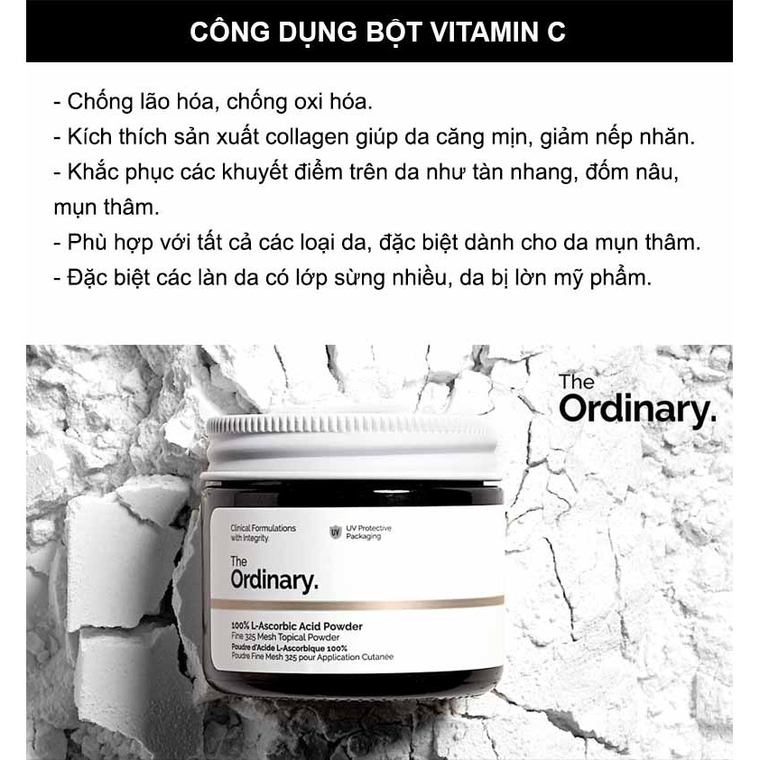 Bột Vitamin C 100% L-Ascorbic Acid Powder - The Ordinary