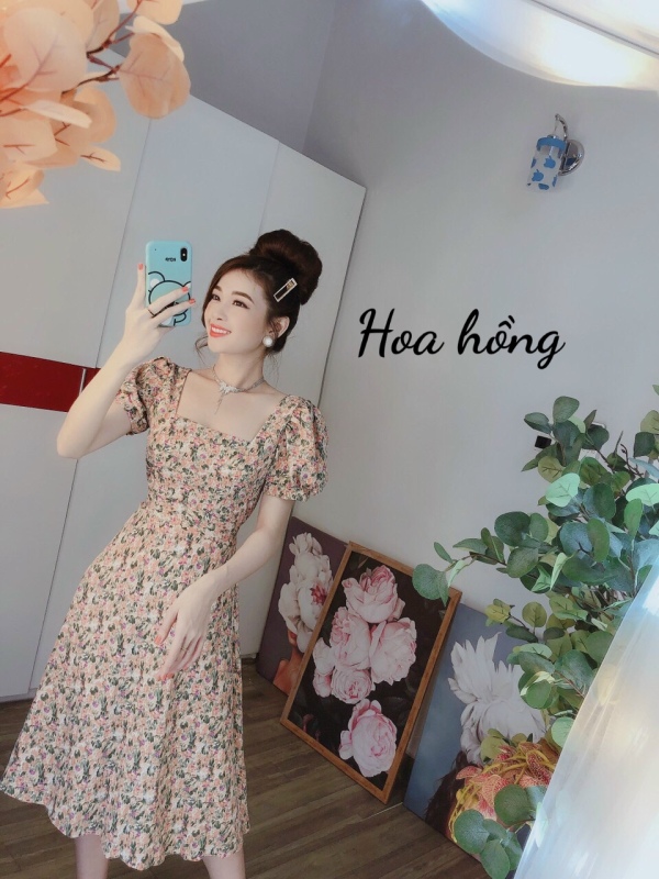 Nơi bán Đầm suông dáng dài hoạ tiết hoa nhí siêu đẹp - hình thật 100%
