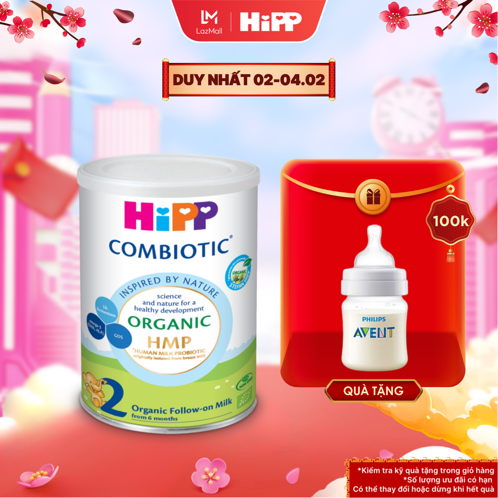Sữa bột dinh dưỡng công thức HiPP 2 Organic Combiotic 350g chất lượng hữu cơ tự nhiên an toàn, tăng cường sức khoẻ hệ miễn dịch, bổ sung Omega 3 dành cho trẻ từ 6 đến 12 tháng tuổi