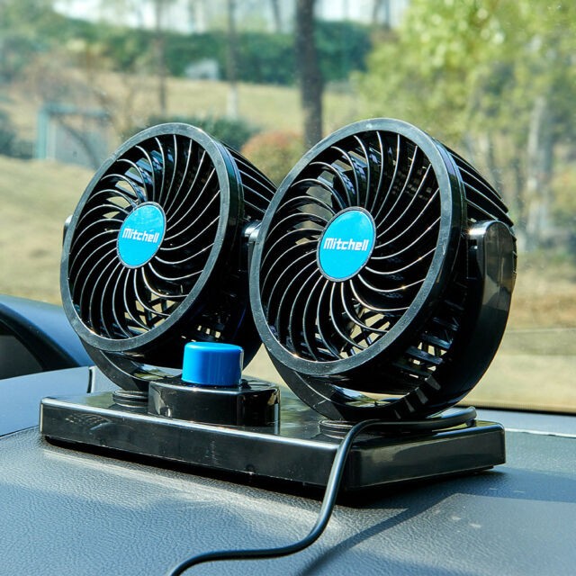 Quạt đôi mini cho xe ô tô 12V-24V - Quạt Mitchell (Loại lớn)