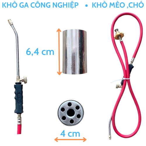 Khò ga công nghiệp đầu khò phi 4cm, cán dài 35cm, dây 1,6m