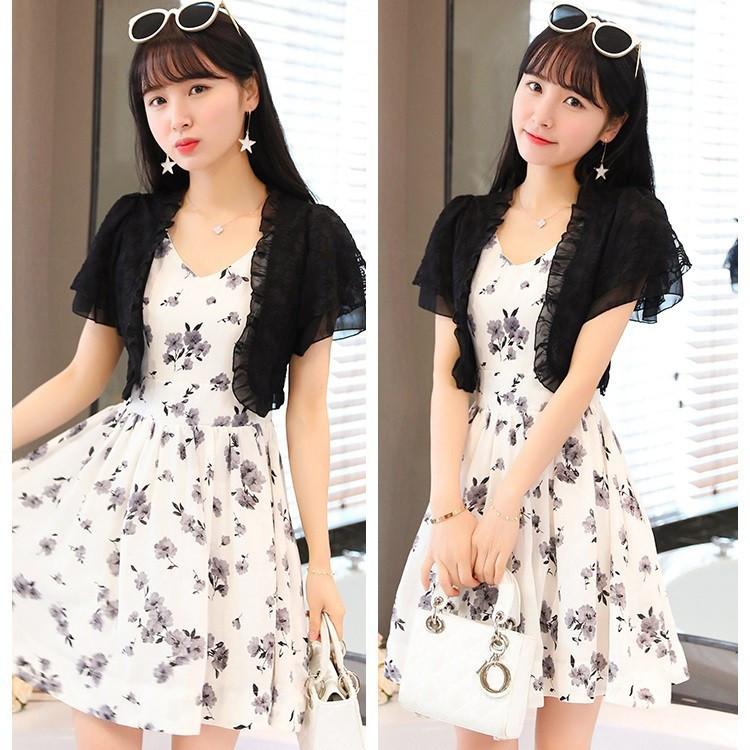 [HCM]Áo khoác ren lửng phối tay 2 lớp